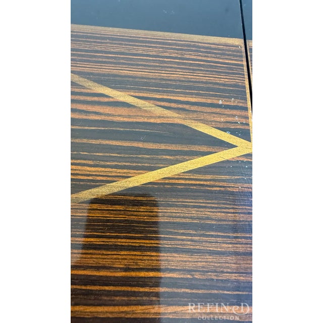 Late 20th Century Neoclassical Zebrawood Inlaid Ebonized Dining Table, Attributed to Ralph Lauren for Henredon For Sale - Image 14 of 17