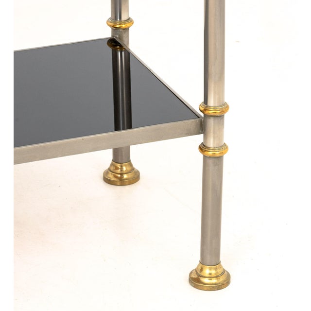 Late 20th Century Late 20th Century Maison Jansen Style Steel & Brass Two-Tier Etagere For Sale - Image 5 of 6
