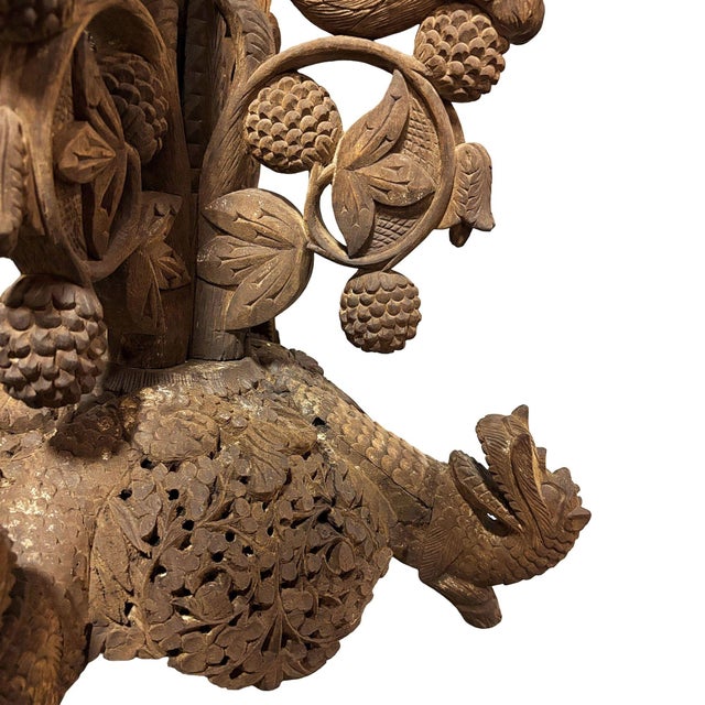 Anglo Indian Bombay Carved Serpent Wooden Blackwood Plant Stand For Sale In Los Angeles - Image 6 of 6