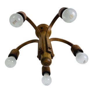 Midcentury Wooden Pendant Lamp with 5 Arms by Domus, 1960s For Sale