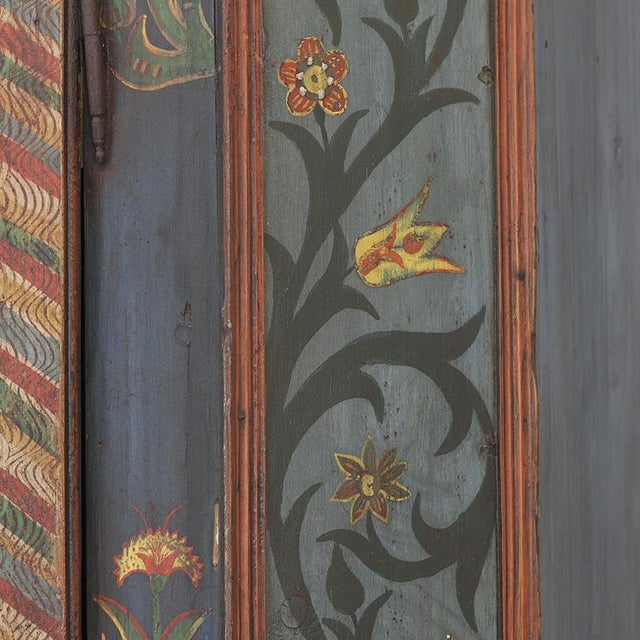 Rustic Rustic Farmhouse Folk Art Painted Bridal Cabinet, 1834 For Sale - Image 3 of 16