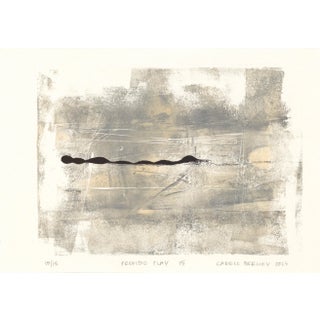 Presidio Play-15 Original Monoprint -5*7 Abstract Landscape Almond Black Art Painting by Carrie Bergey For Sale