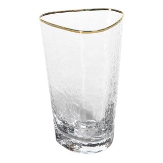 Aperitivo Triangular Highball Glass, Clear W/ Gold Rim - Set of 6 For Sale