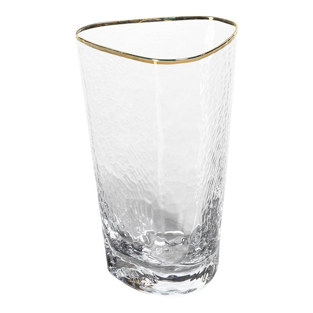 Aperitivo Triangular Highball Glass, Clear W/ Gold Rim - Set of 6 For Sale