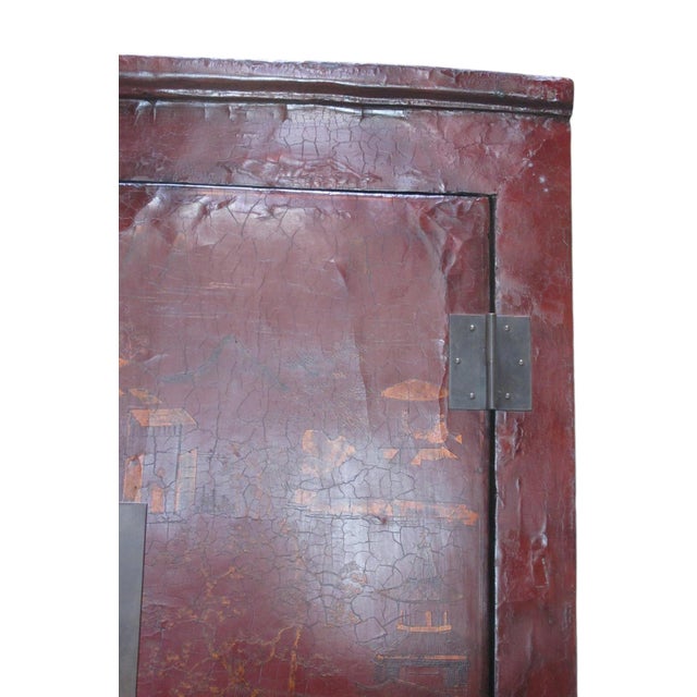 Mid 18th Century 80" Inch High Chinoiserie-Style Red Elm Armoire For Sale - Image 5 of 12