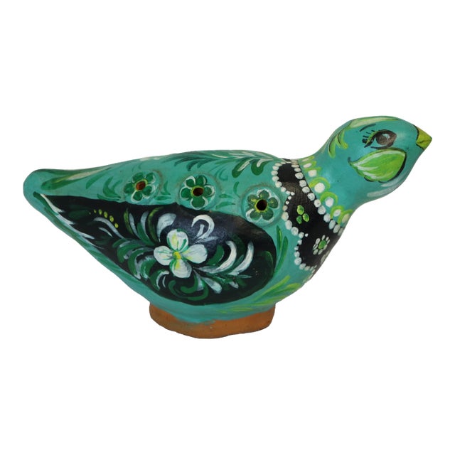 Late 20th Century Mexican Pottery Bird Figurine For Sale