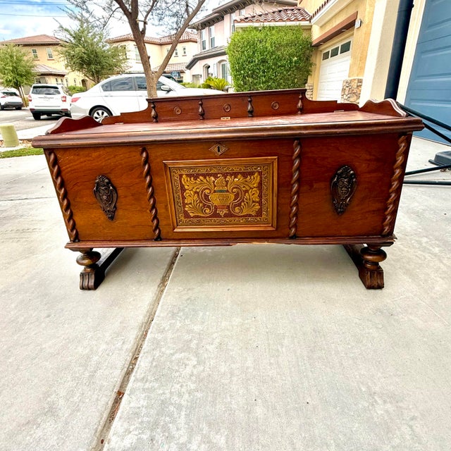 Antique Walnut Spanish Revival Ed Roos Cedar Chest For Sale - Image 12 of 12
