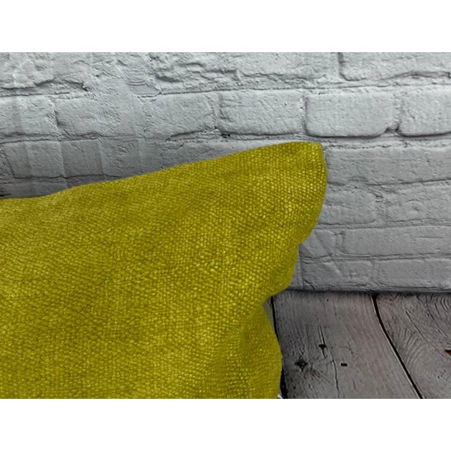 Turkish 16 x 24 Hemp Pillow Turkish Cushion Natural Green Pillow Cushion Cover For Sale - Image 3 of 4