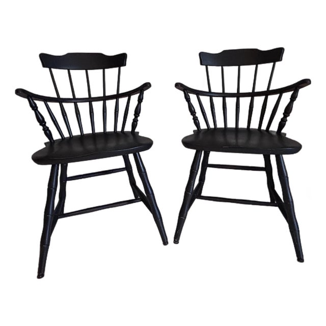 1930s Nichols & Stone Co Comb Back Arm Chairs (Two) For Sale