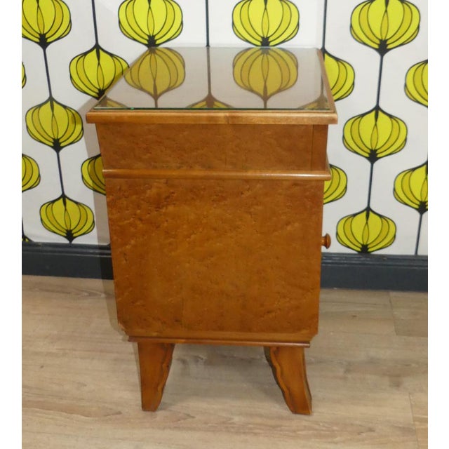 Vintage Night Cabinets with Lacquer Drawer & Door Glass Plate Nostalgia, Set of 2 For Sale - Image 17 of 18