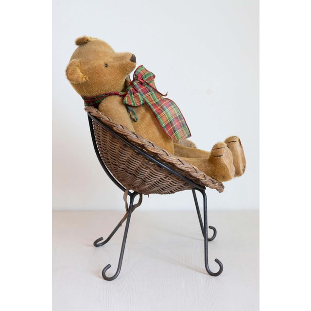 Antique American Teddy Bears with Ribbons Sitting in Wicker Chairs, Priced Each For Sale - Image 12 of 15