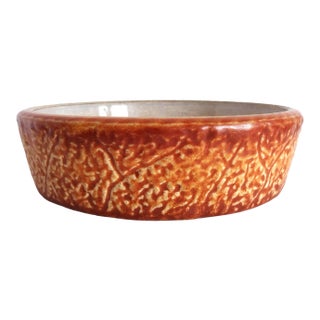 Mid 20th Century Vintage French Brown Faience Round Casserole For Sale