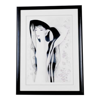 1981 Eyvind Earle "Girl With the Raven Hair" Artist Hand Signed and Numbered Limited Edition 133/260 ~ Framed, Matted and Ready to Display For Sale