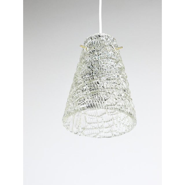 Mid-Century Textured Glass and Brass Pendant Lamp by J. T. Kalmar, Austria, 1950s For Sale - Image 12 of 16