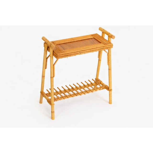 Mid-Century Italian Rattan and Bamboo Side Table attributed to Vivai del Sud, 1970s For Sale - Image 14 of 14