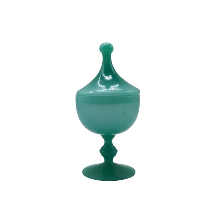 Emerald-Green Glass Sweet Jars, Italy, 1960s, Set of 2 For Sale - Image 6 of 8