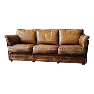 Brown Leather Sofa from Roche Bobois, 1980s For Sale