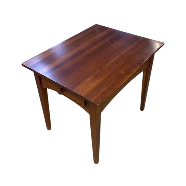 Ethan Allen Vintage Ethan Allen Cherry Wood Rectangle Side Table — Handsome Accent With Drawer For Sale - Image 4 of 9