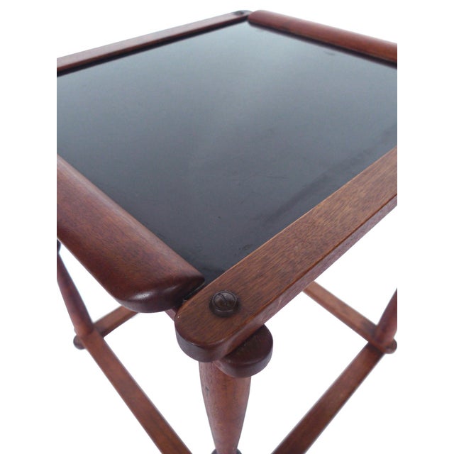 1940s Campaign-Style Collapsible Walnut End Tables - A Pair For Sale - Image 4 of 18