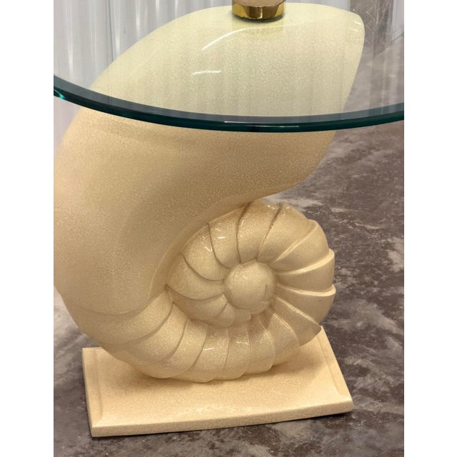 Mid 20th Century Vintage Coastal Oversized Sculpted Nautilus Shell Accent Table For Sale - Image 5 of 9