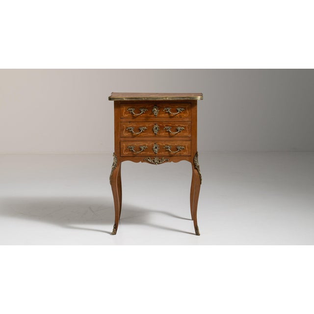Wood 19th Century France Rich Walnut Brown Carved Walnut Petite Commode For Sale - Image 7 of 11