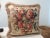 -Set of ‘2’ Vintage Aubusson Style Orange and Green Tapestry Square Decorative Pillows Woven floral and fruits pattern...
