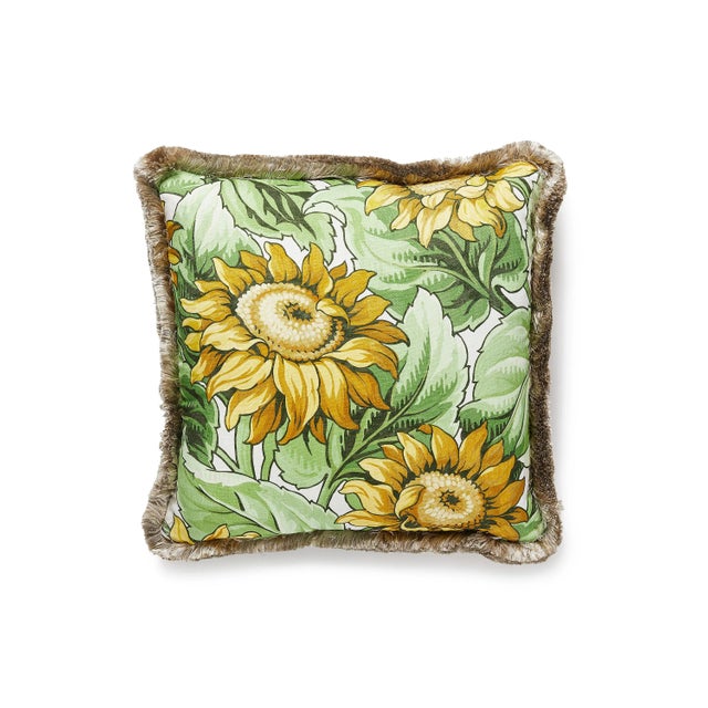 Contemporary The House of Scalamandré Sunflower Print Square Pillow, Harvest For Sale - Image 3 of 3