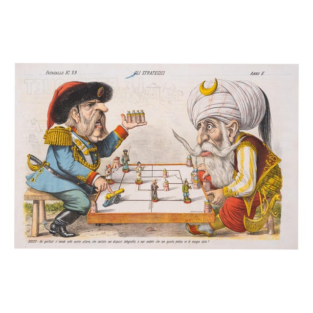 Augusto Grossi, Russo-Turkish War Caricature, 1877, Paper For Sale