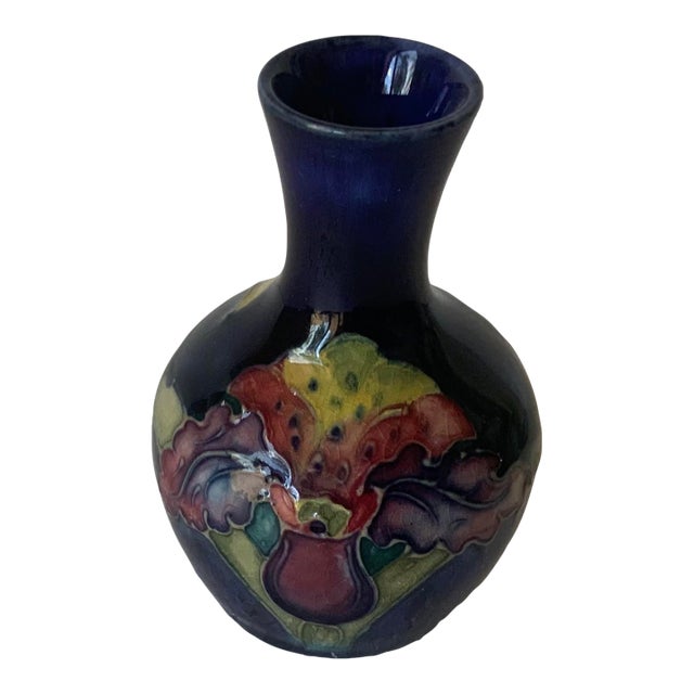 Vintage Moorcroft Pottery Miniature ‘Vase “Orchid Pattern” For Sale