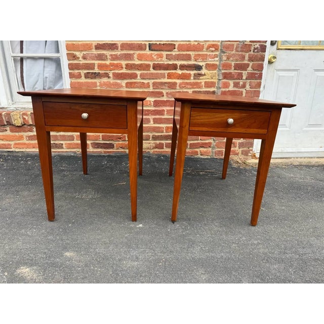 Pair of Ethan Allen shaker style side tables or nightstands Solid wood frame, dovetail joints construction . Dovetail...