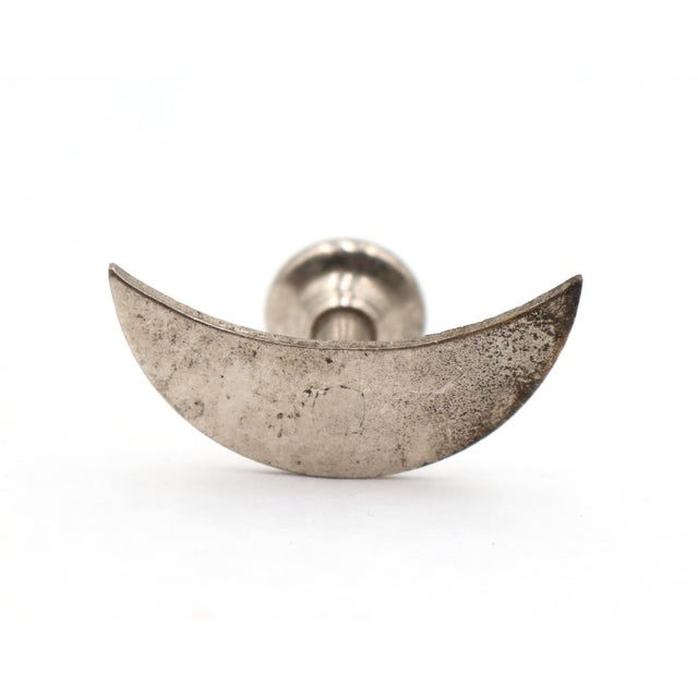 Traditional Set of Vintage Nickeled Brass Crescent Moon Drawer Knobs For Sale - Image 3 of 6