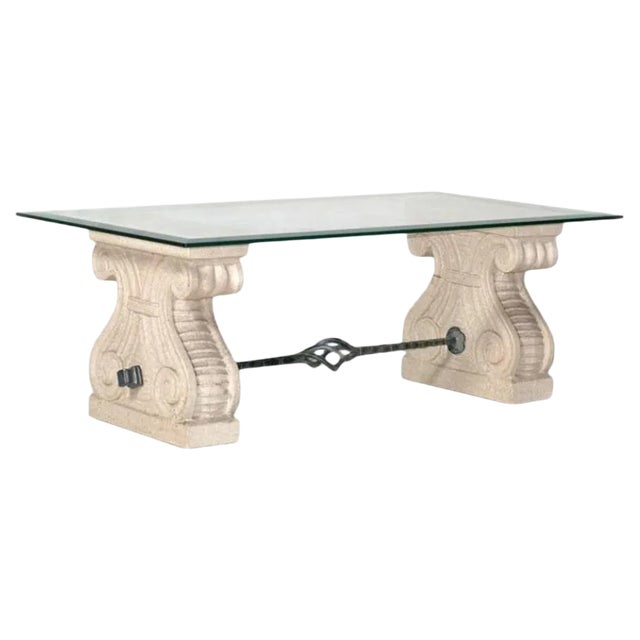 Italian Coffee Table with Nanto Stone Columns, 1960s For Sale