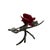 Rococo Vintage Capodimonte Porcelain Burgundy Rose on Silver-Tone Branch, Italy For Sale - Image 3 of 5