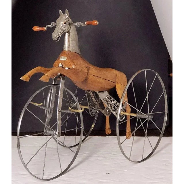 French French Velocipede or Child's Horse Tricycle From the 19th Century For Sale - Image 3 of 12