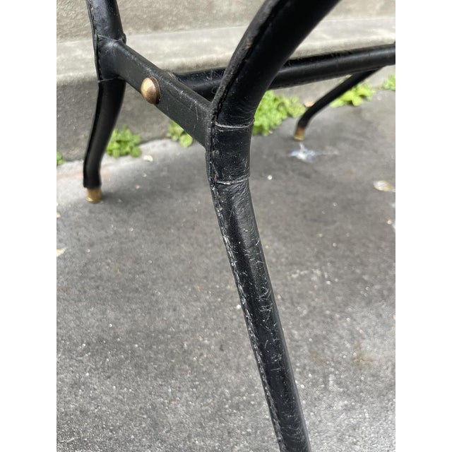 Black Stitched Leather Armchair by Jacques Adnet, 1950s For Sale - Image 8 of 11