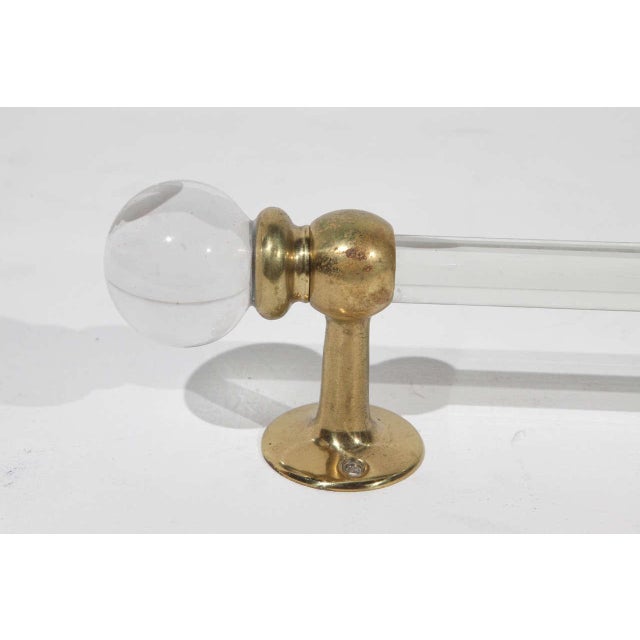 Traditional Large Glass Towel Bar With Brass Brackets For Sale - Image 4 of 8