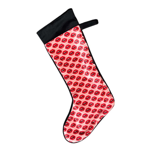 How fun is this?! stocking is created in Mommani private label velvet, soft with a come-hither shimmer ink black velvet...
