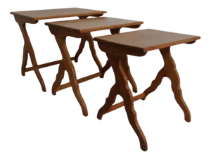 Vintage Oak Mimi Nesting Tables, 1950s, Set of 3