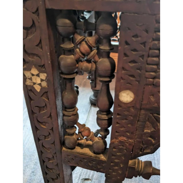 Late 19th Century Moroccan Style Mother of Pearl Inlay Entry Bench For Sale - Image 12 of 12