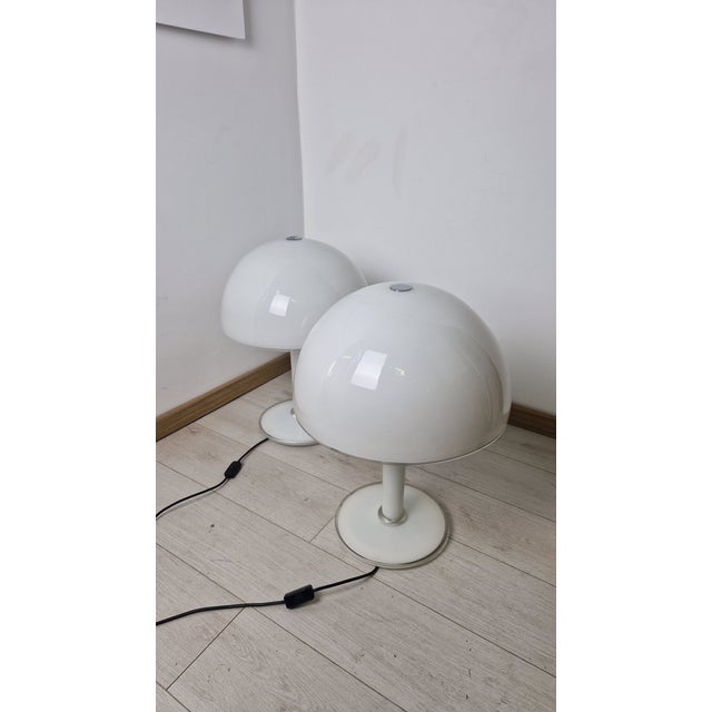Large Table Lamps in Milk Glass and Transparent Glass with Adjustable Lampshade from Vistosi Murano, 1960s, Set of 2 For Sale - Image 3 of 18