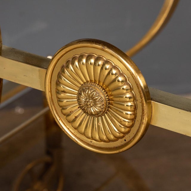 20th Century French Three Tier Brass & Glass Bar Trolley by Maison Bagues from Maison Baguès, 1960s For Sale - Image 10 of 17