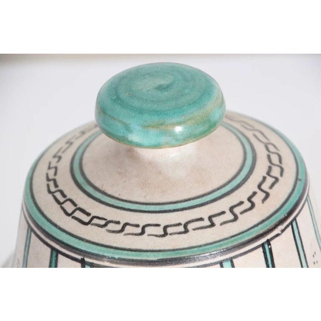 Moroccan Ceramic Glazed Covered Urn Handcrafted in Fez Morocco For Sale - Image 10 of 12