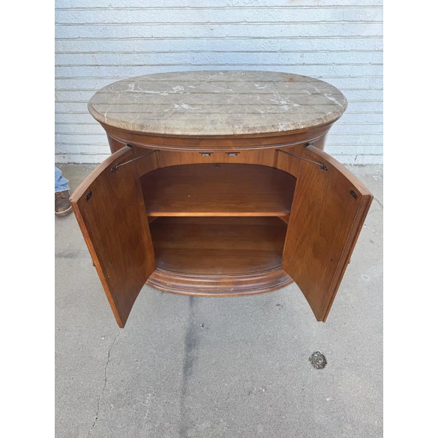 Mid-Century Modern Mid 20th Century Thomasville Marble Oval Cabinet For Sale - Image 3 of 6