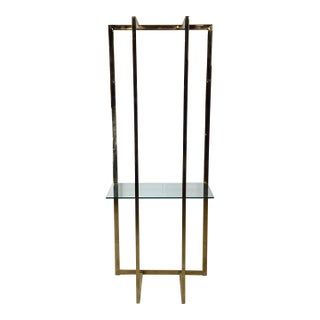 Vintage Modern Brass and Glass Étagère With Sculptural Frame For Sale