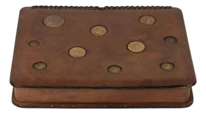 Midcentury Rectangular Decorative Box in Leather with Coins by Lar, Italy, 1960s