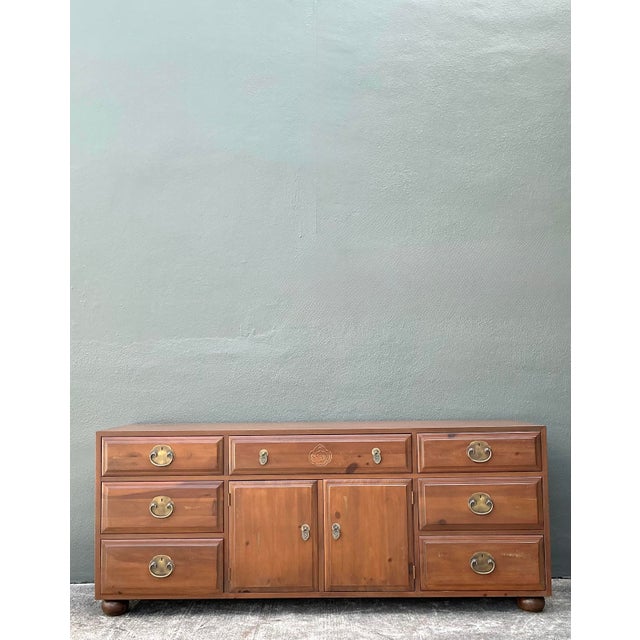 Vintage Henredon Pine Credenza For Sale - Image 9 of 12