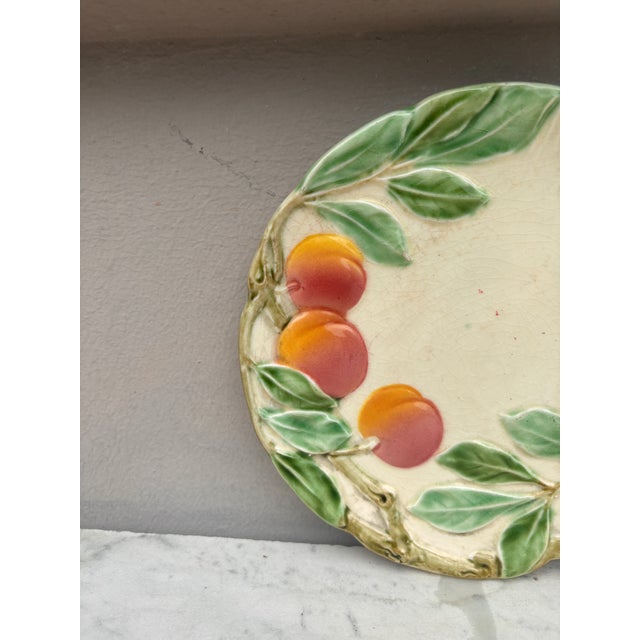 Rustic Small German Majolica Apples Plate Circa 1900 For Sale - Image 3 of 4