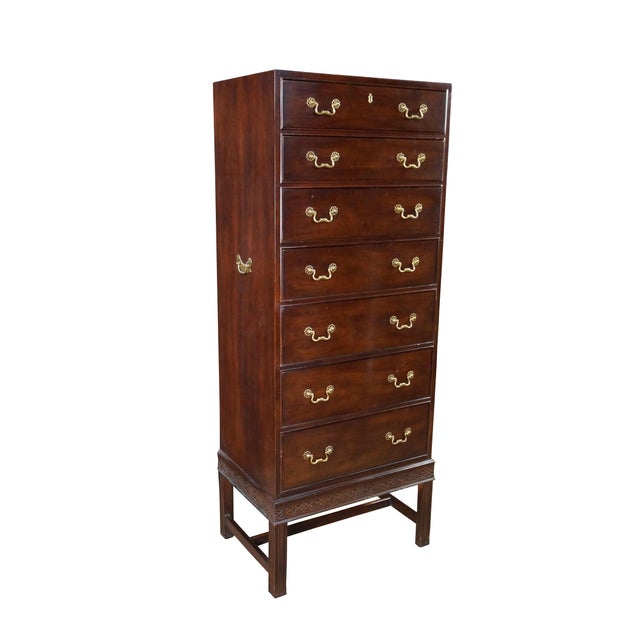 Chippendale Henredon 18th C. Chippendale Style Mahogany Semainier Chest Lingerie Dresser 59" For Sale - Image 3 of 18