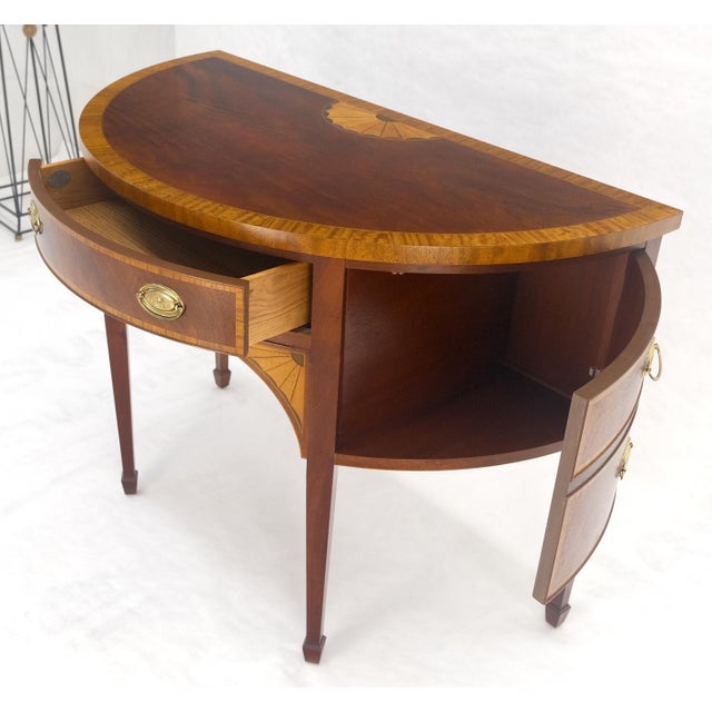 Baker Furniture Company Baker Banded Inlayed Demi Lune Federal Sideboards MINT! For Sale - Image 4 of 18