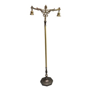 Vintage Brass Double Sided Floor Lamp For Sale